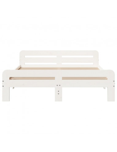 Letto senza Materasso Bianco 160x200 cm Legno Massello di Pino