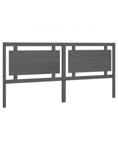 Testiera per Letto Grigia 205,5x4x100 cm Legno Massello di Pino