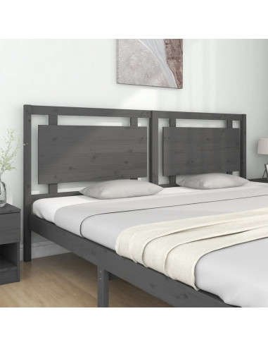 Testiera per Letto Grigia 205,5x4x100 cm Legno Massello di Pino