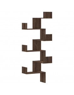 Mensola Angolare Parete Rovere Marrone 45x45x147 cm Multistrato 2