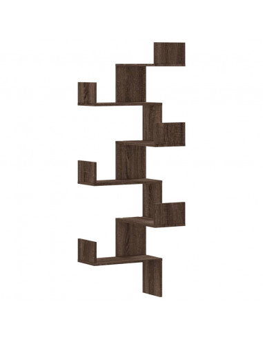 Mensola Angolare Parete Rovere Marrone 45x45x147 cm Multistrato