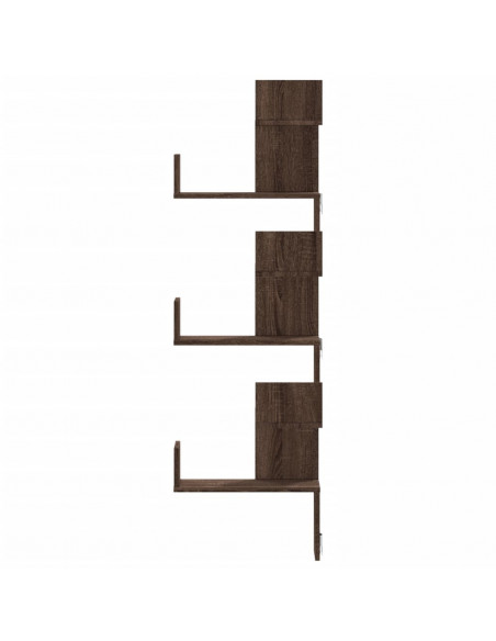 Mensola Angolare Parete Rovere Marrone 45x45x147 cm Multistrato