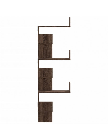 Mensola Angolare Parete Rovere Marrone 45x45x147 cm Multistrato