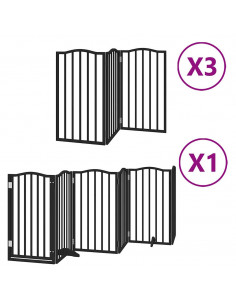 Cancello Cani Porta Pieghevole Nero 15 Pannelli 750 cm Pioppo 2