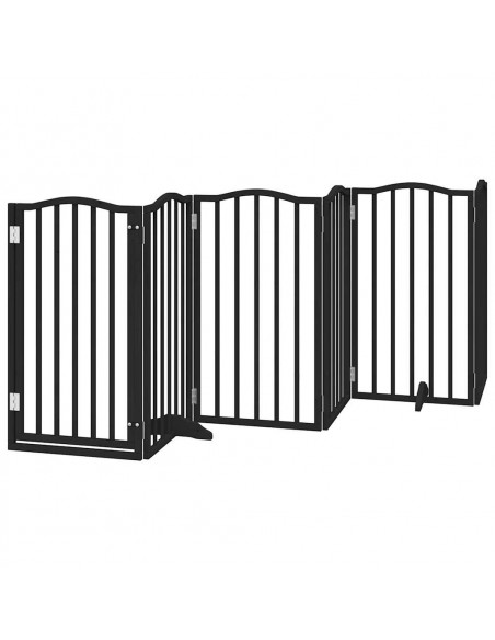 Cancello Cani Porta Pieghevole Nero 15 Pannelli 750 cm Pioppo