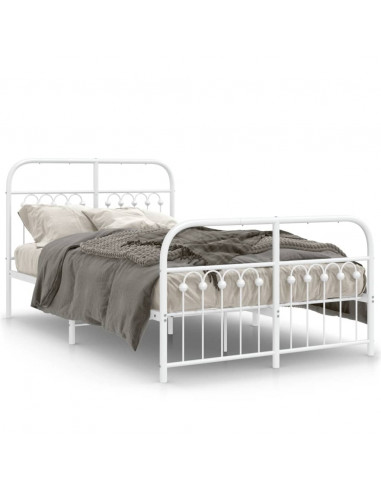 Giroletto con Testiera e Pediera Metallo Bianco 120x190 cm