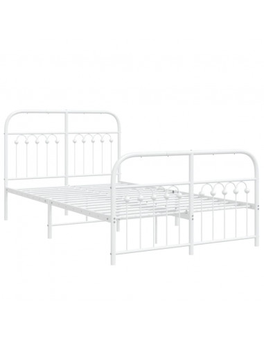 Giroletto con Testiera e Pediera Metallo Bianco 120x190 cm