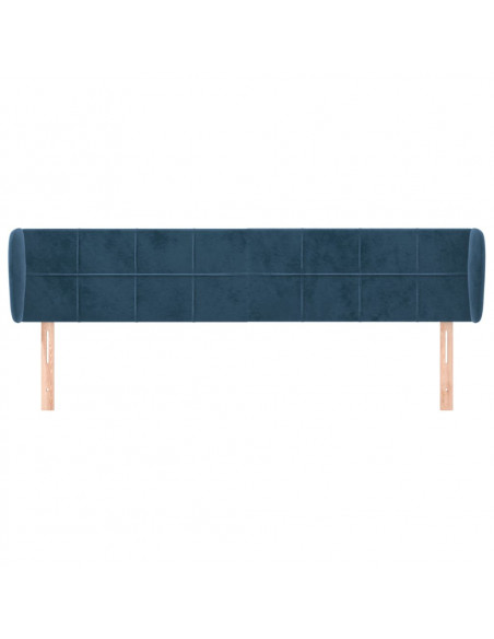Testiera ad Orecchio Blu Scuro 203x23x78/88 cm in Velluto