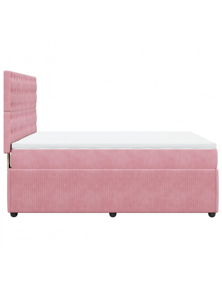 Giroletto a Molle con Materasso Rosa 140x200 cm in Velluto