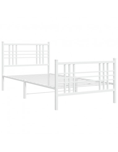 Giroletto con Testiera e Pediera Metallo Bianco 100x190 cm