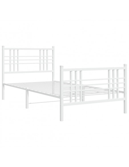 Giroletto con Testiera e Pediera Metallo Bianco 100x190 cm