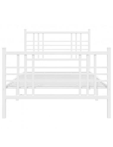 Giroletto con Testiera e Pediera Metallo Bianco 100x190 cm