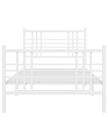 Giroletto con Testiera e Pediera Metallo Bianco 100x190 cm