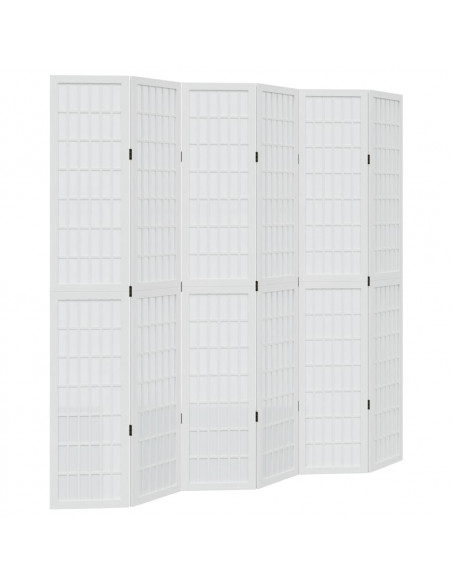 Divisorio Ambienti 6Pannelli Bianco Legno Massello di Paulownia