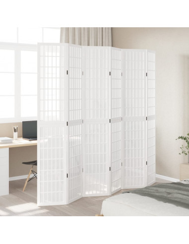 Divisorio Ambienti 6Pannelli Bianco Legno Massello di Paulownia