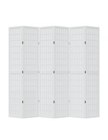 Divisorio Ambienti 6Pannelli Bianco Legno Massello di Paulownia