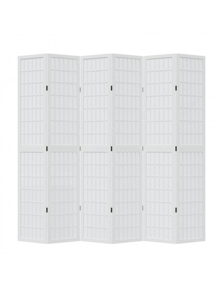 Divisorio Ambienti 6Pannelli Bianco Legno Massello di Paulownia