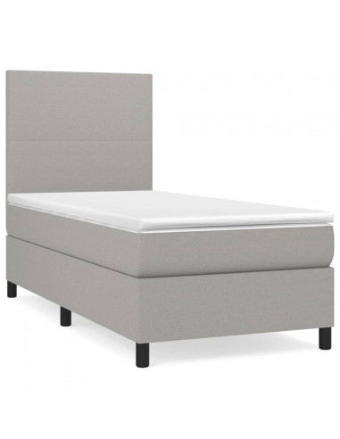 Giroletto a Molle con Materasso Grigio Chiaro100x200 cm Tessuto