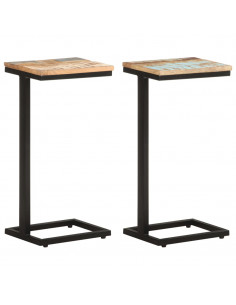 Tavolini Laterali 2 pz 31,5x24,5x64,5 cm Massello di Recupero 2