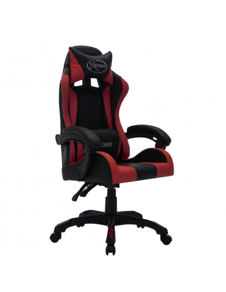 Sedia da Gaming con Luci a LED RGB Rosso Vino e Nera Similpelle