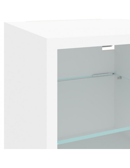 Mobili TV a Muro con LED 7pz Bianchi in Legno Multistrato