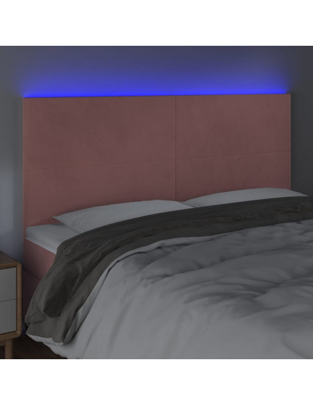 Testiera a LED Rosa 160x5x118/128 cm in Velluto