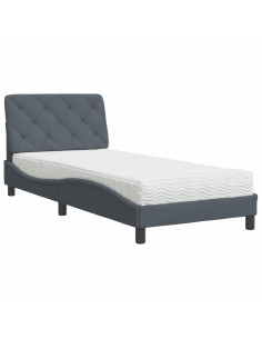 Letto con Materasso Grigio Scuro 80x200 cm in Velluto 2