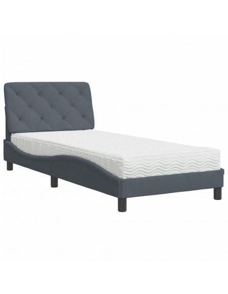 Letto con Materasso Grigio Scuro 80x200 cm in Velluto