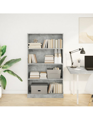 Libreria Grigio Cemento 80x24x143 cm in Legno Multistrato