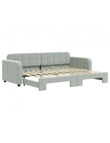 Divano Letto con Letto Estraibile Grigio Chiaro 80x200 Velluto