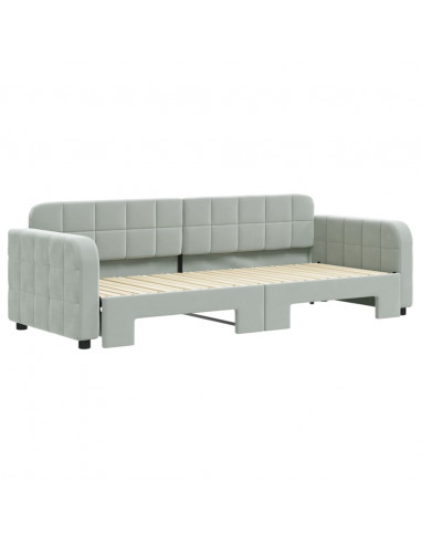 Divano Letto con Letto Estraibile Grigio Chiaro 80x200 Velluto