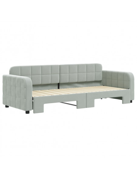 Divano Letto con Letto Estraibile Grigio Chiaro 80x200 Velluto