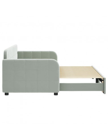 Divano Letto con Letto Estraibile Grigio Chiaro 80x200 Velluto