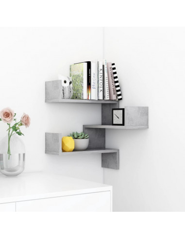Scaffale Angolare a Muro Grigio Cemento 40x40x50 cm Multistrato
