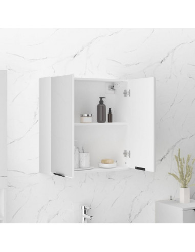 Armadietto a Specchio da Bagno Bianco 64x20x67 cm