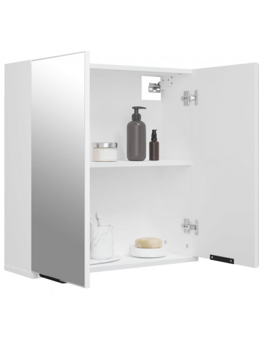 Armadietto a Specchio da Bagno Bianco 64x20x67 cm