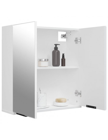 Armadietto a Specchio da Bagno Bianco 64x20x67 cm