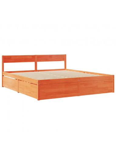 Letto senza Materasso Marrone Cera 200x200 cm in Legno di Pino