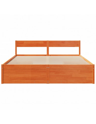 Letto senza Materasso Marrone Cera 200x200 cm in Legno di Pino