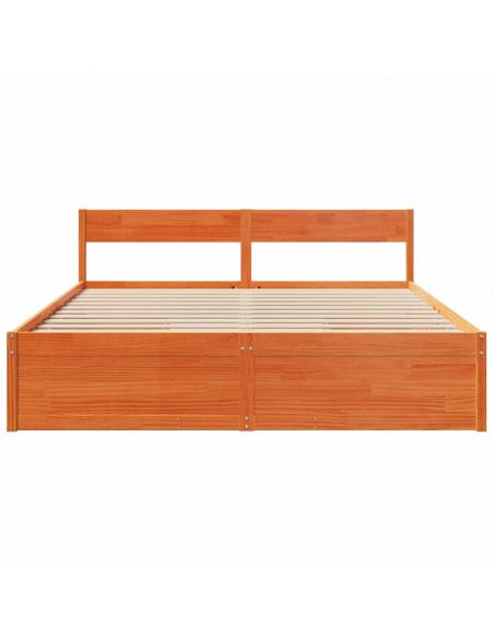 Letto senza Materasso Marrone Cera 200x200 cm in Legno di Pino