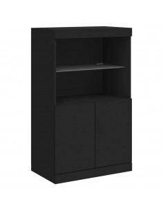 Credenze con Luci LED 3 pz Nere in Legno Multistrato 2