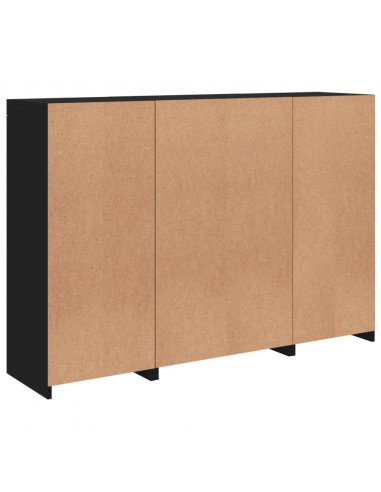 Credenze con Luci LED 3 pz Nere in Legno Multistrato