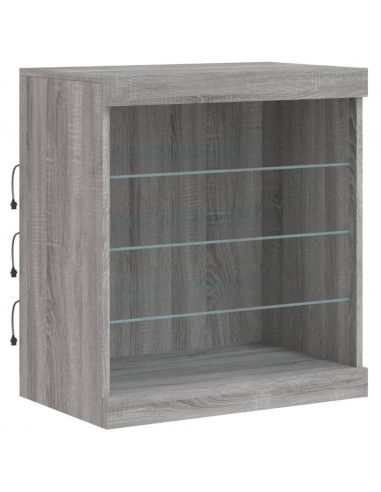 Credenza con Luci LED Grigio Sonoma 142,5x37x67 cm