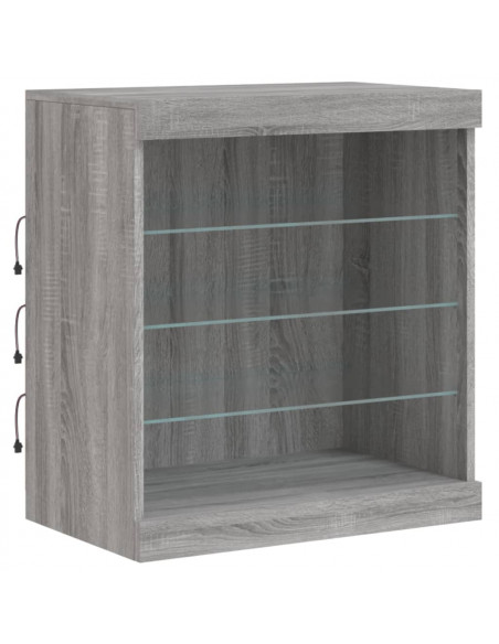 Credenza con Luci LED Grigio Sonoma 142,5x37x67 cm