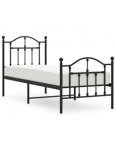 Giroletto con Testiera e Pediera Metallo Nero 75x190 cm