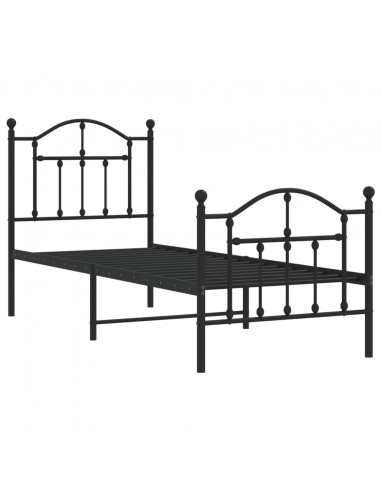 Giroletto con Testiera e Pediera Metallo Nero 75x190 cm