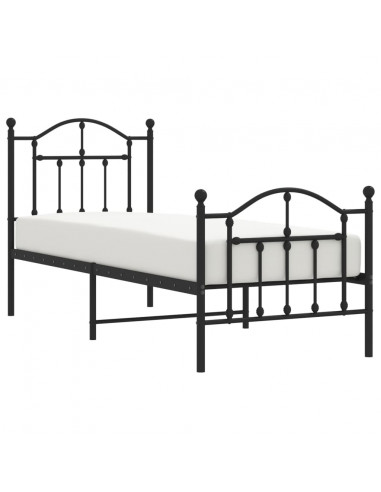 Giroletto con Testiera e Pediera Metallo Nero 75x190 cm