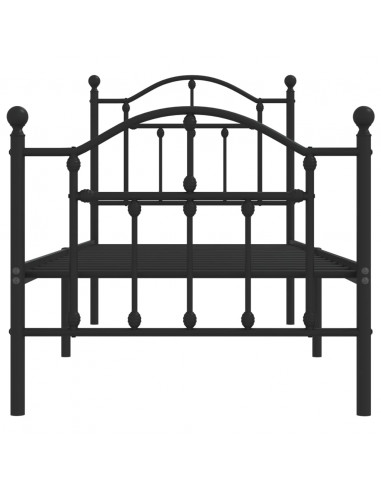 Giroletto con Testiera e Pediera Metallo Nero 75x190 cm