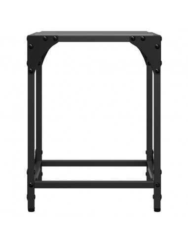Tavolini da Salotto con Piano Vetro Nero 2pz 30x30x40cm Acciaio