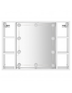 Mobile a Specchio con LED Bianco Lucido 76x15x55 cm 2